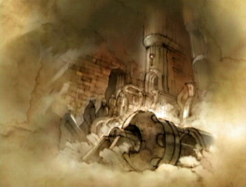 拿尔比纳城塞逐渐倾斜倒塌下来的塔楼